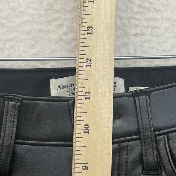 Abercrombie & Fitch Pants Womens 25 Black Vegan Leather Ankle Straight High Rise - Picture 8 of 10